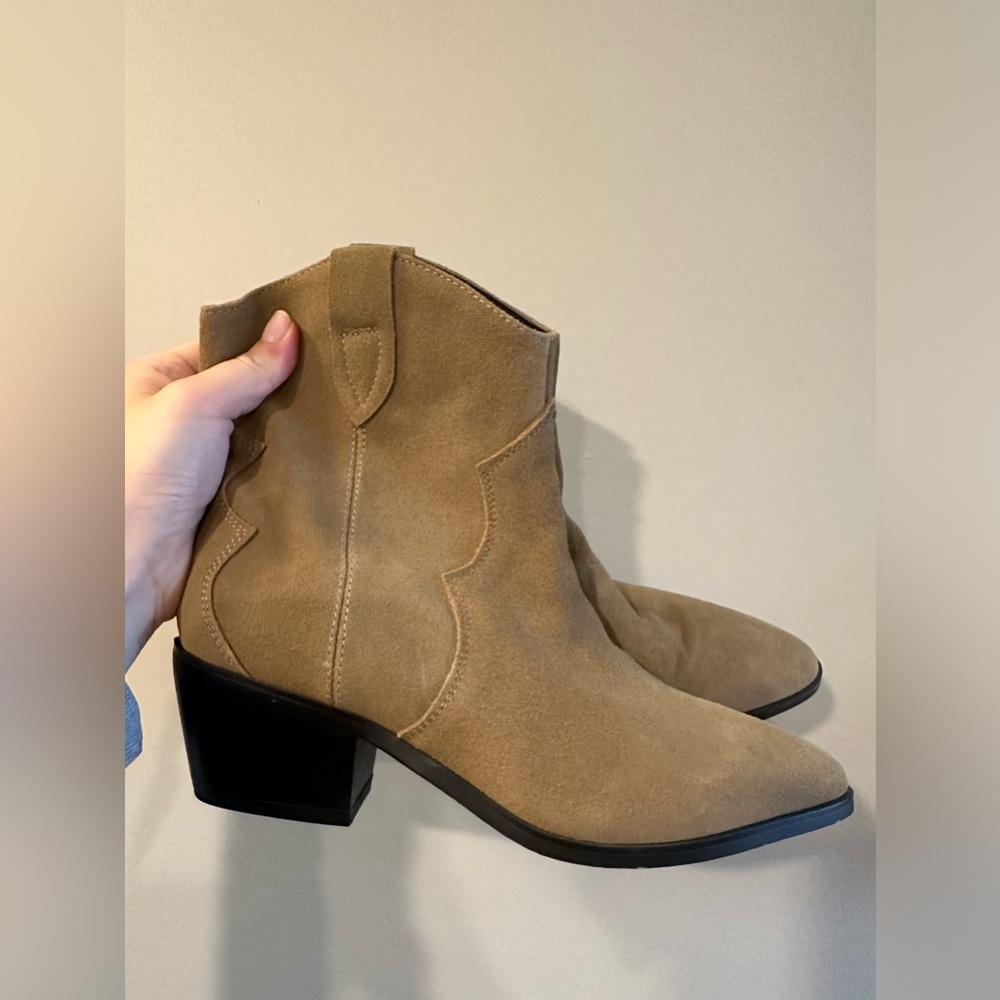 Genuine Suede Ankle Cowboy Boots